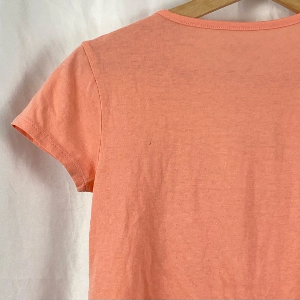 Justice Girl Kids Orange Short Sleeve Tiger Graphic Tee Front Tie Size Medium